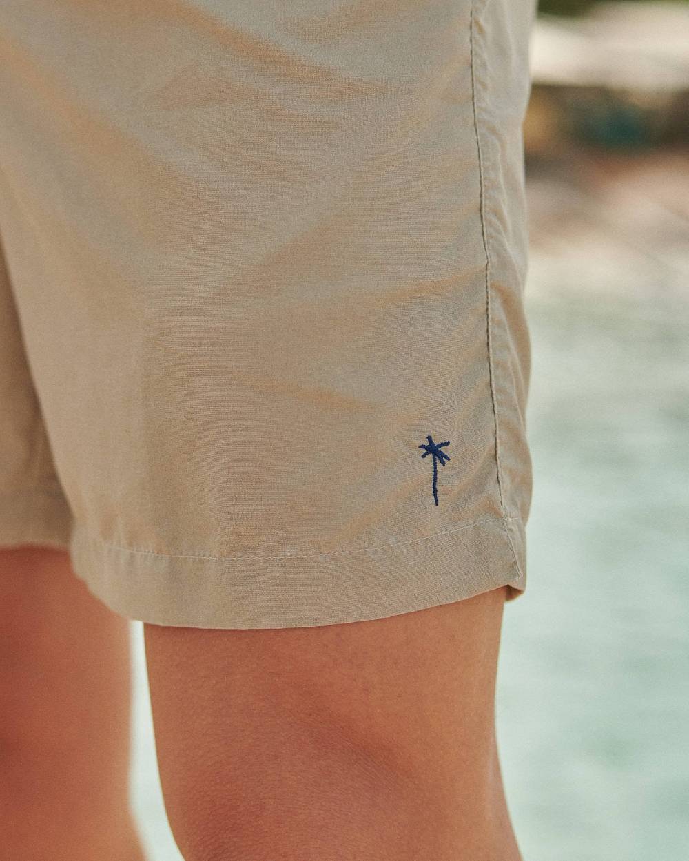Manebí Solid Color Swim Shorts - Stone Washed Faded Beige Online