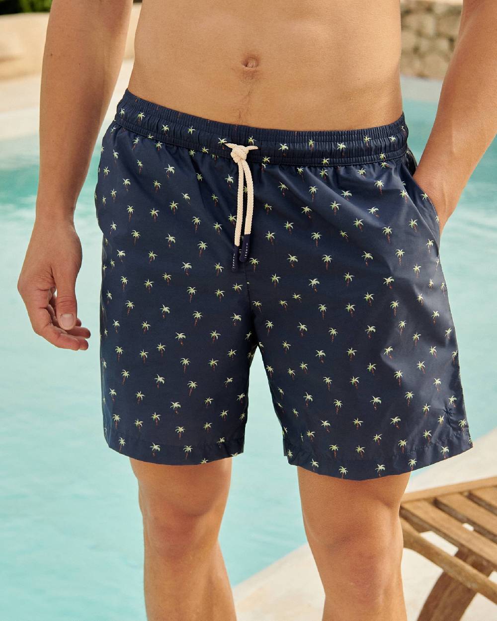 Manebí Printed Palms Swim Shorts - Recycled Ultra Light Blue Palms Watercolors I Più Venduti