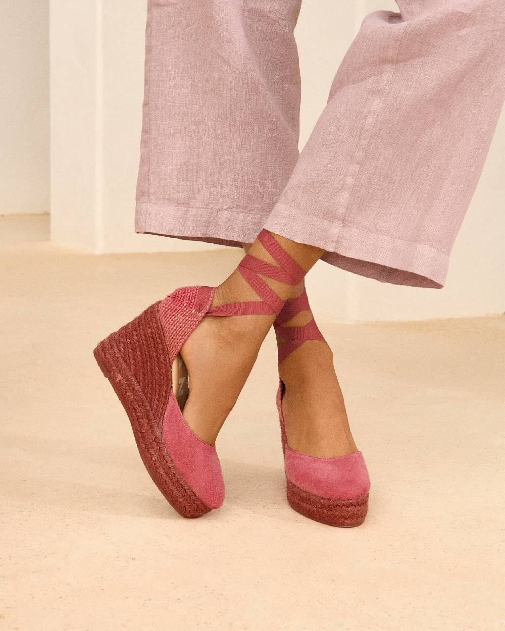 Manebí Soft Suede Wedge Espadrilles - Terracotta On Tone Hotsell