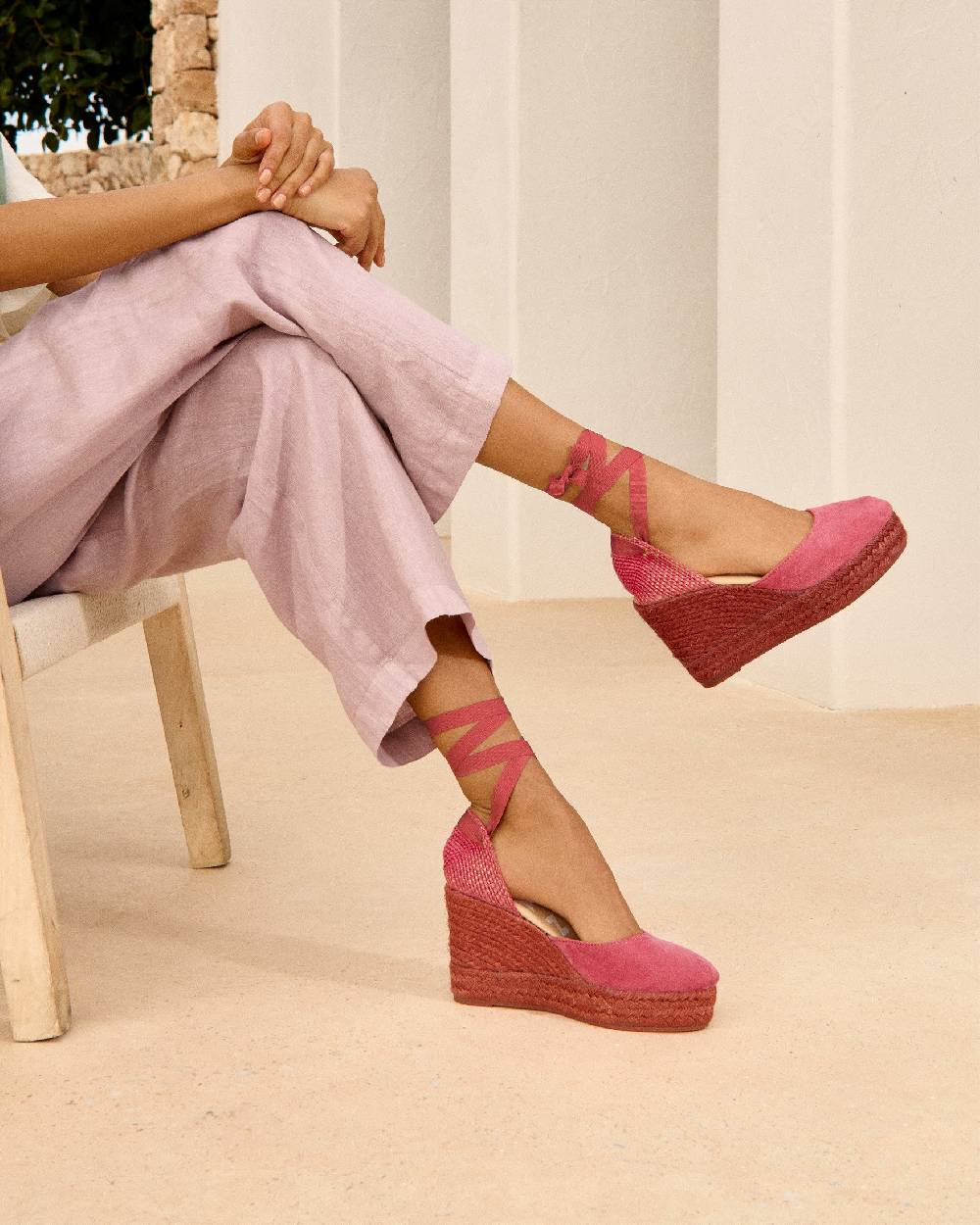 Manebí Soft Suede Wedge Espadrilles - Terracotta On Tone Hotsell