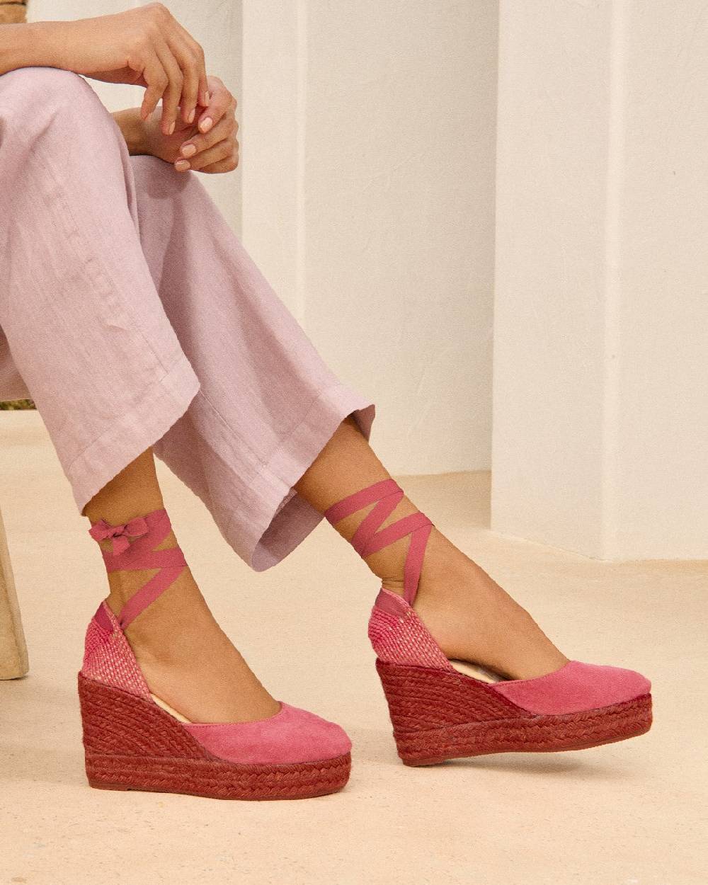 Manebí Soft Suede Wedge Espadrilles - Terracotta On Tone Hotsell