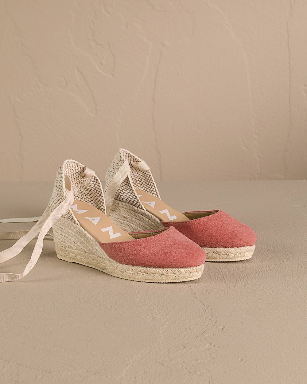 Manebí Soft Suede Low Wedge Espadrilles - Terracotta In Linea