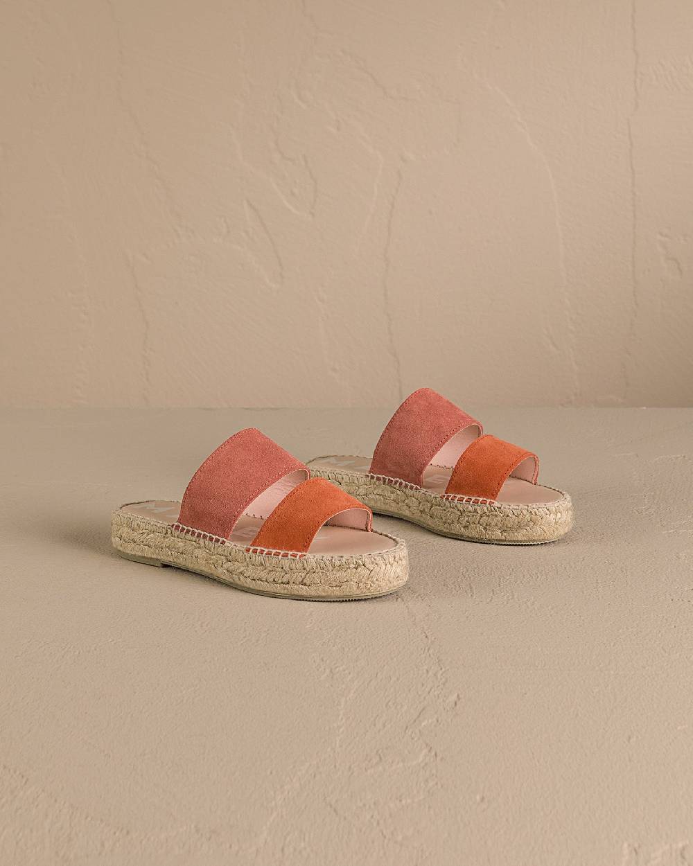 Manebí Suede Two Bands|Double Sole Sandals - Terracotta And Orange Rust Qualità