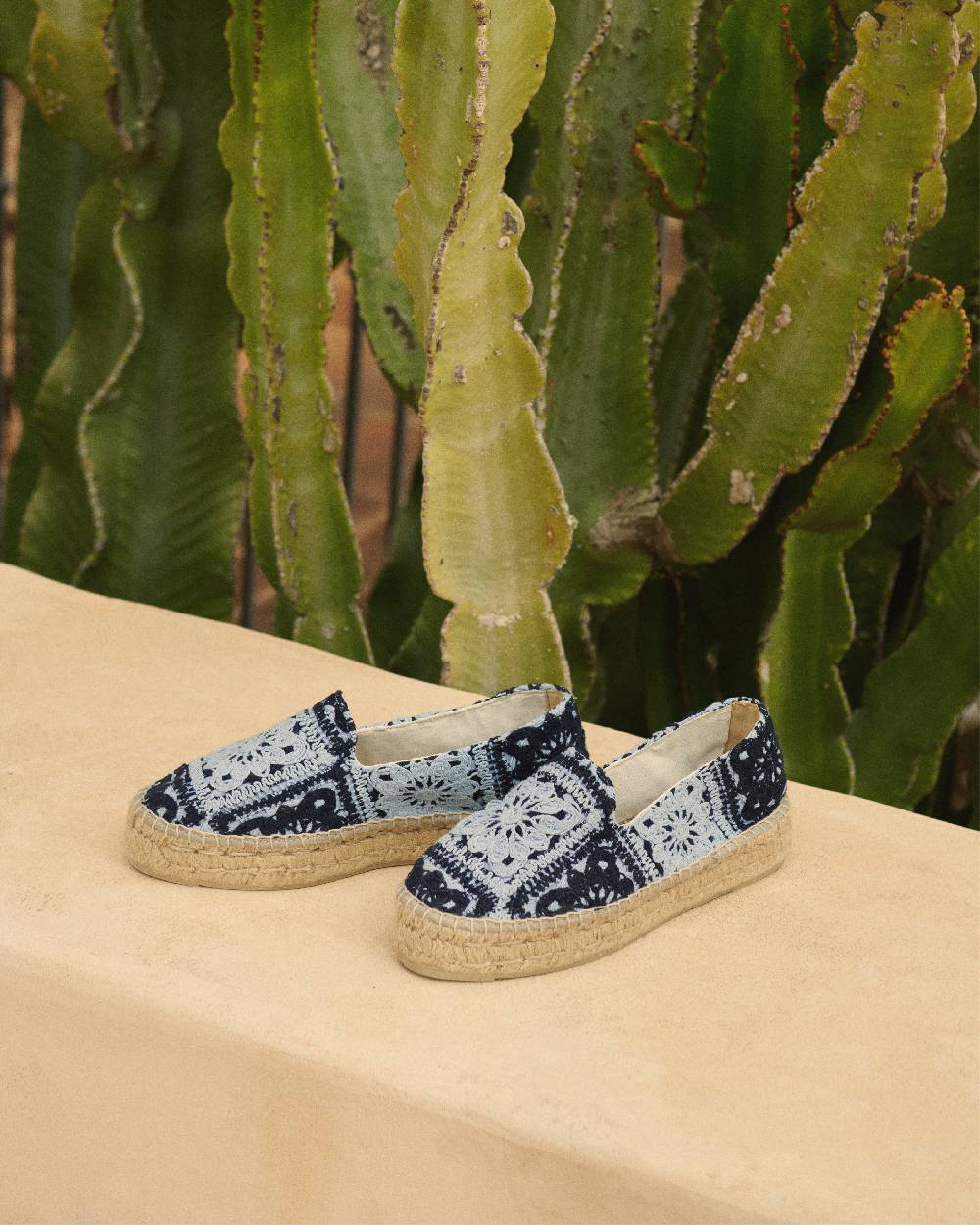 Manebí Cotton Crochet|Double Sole Espadrilles - Indigo \u0026 Navy Blue Qualità Garantita