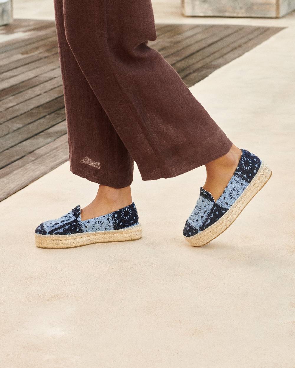 Manebí Cotton Crochet|Double Sole Espadrilles - Indigo \u0026 Navy Blue Qualità Garantita