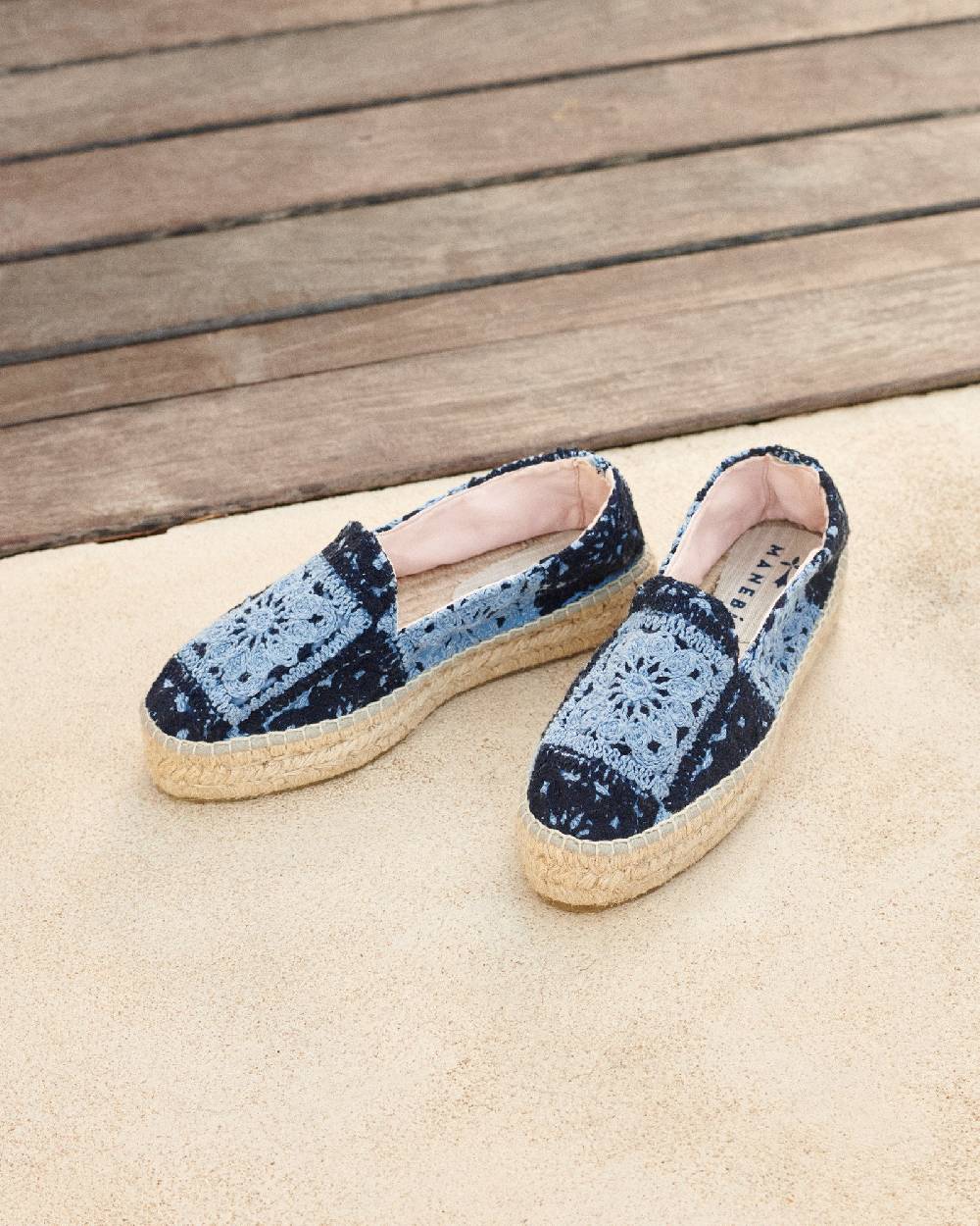 Manebí Cotton Crochet|Double Sole Espadrilles - Indigo \u0026 Navy Blue Qualità Garantita