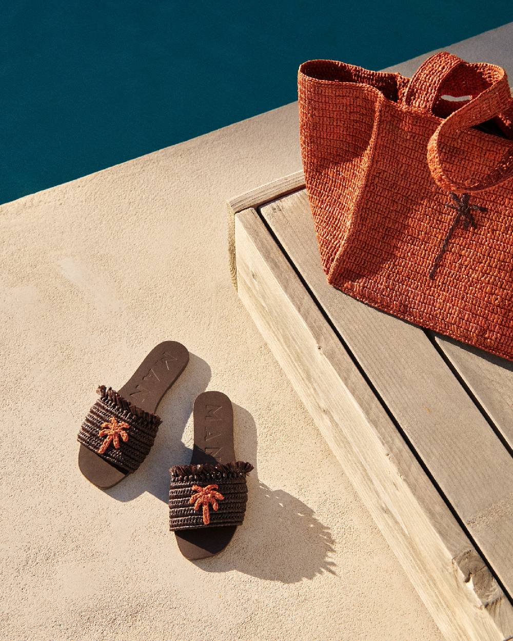 Manebí Fringed Knots Raffia|and Leather Sandals - Yucatán Cocoa With Orange Dust Palm Shopping Online