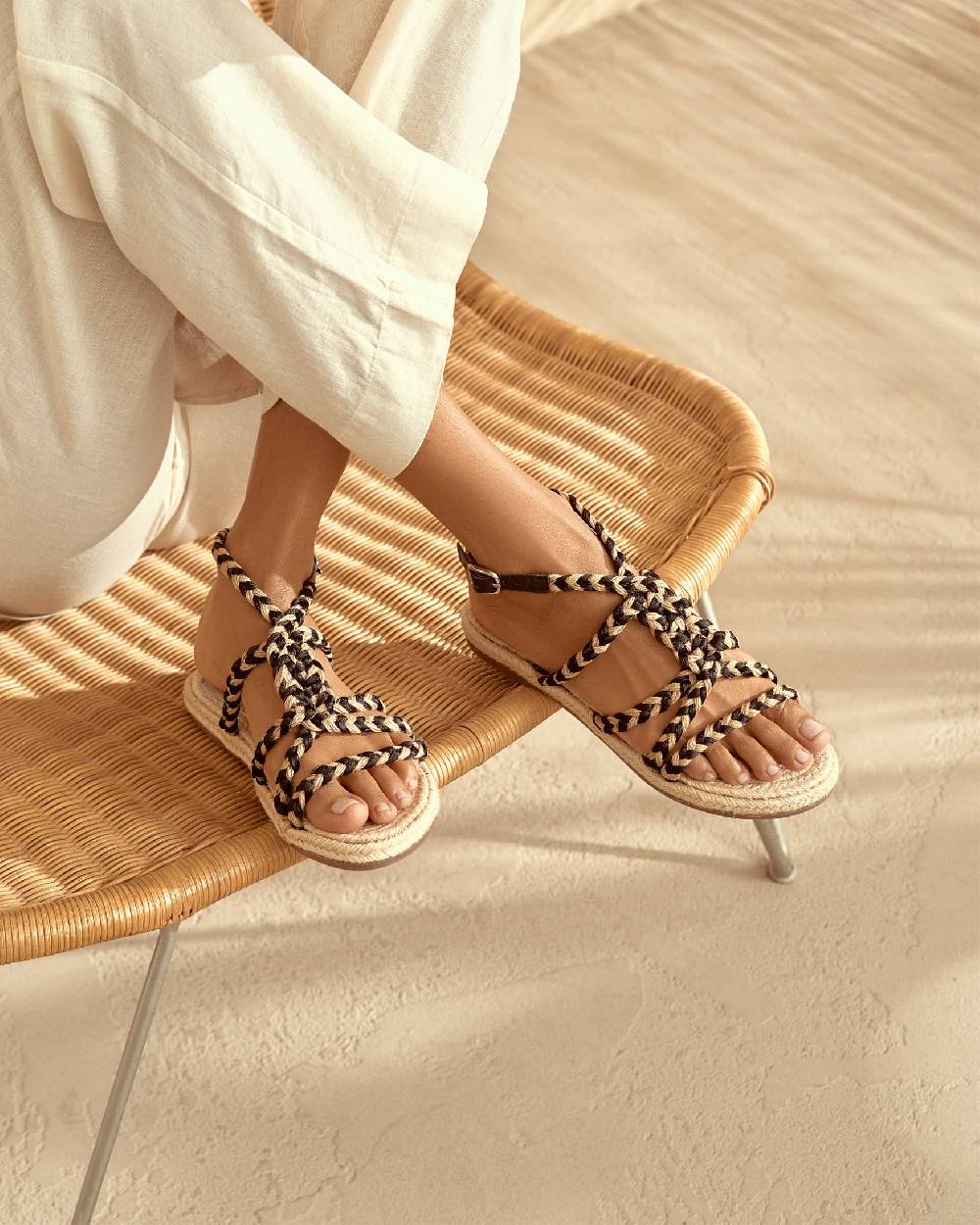 Manebí Jute Tie-Up Rope Sandals - Yucatán Natural Tie-Up Sottocosto