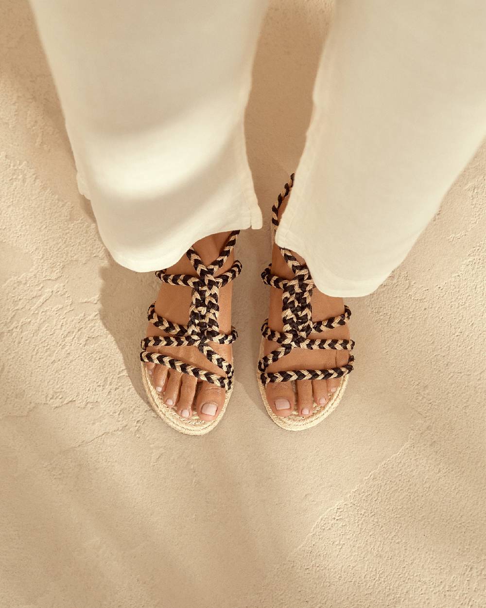 Manebí Jute Tie-Up Rope Sandals - Yucatán Natural Tie-Up Sottocosto