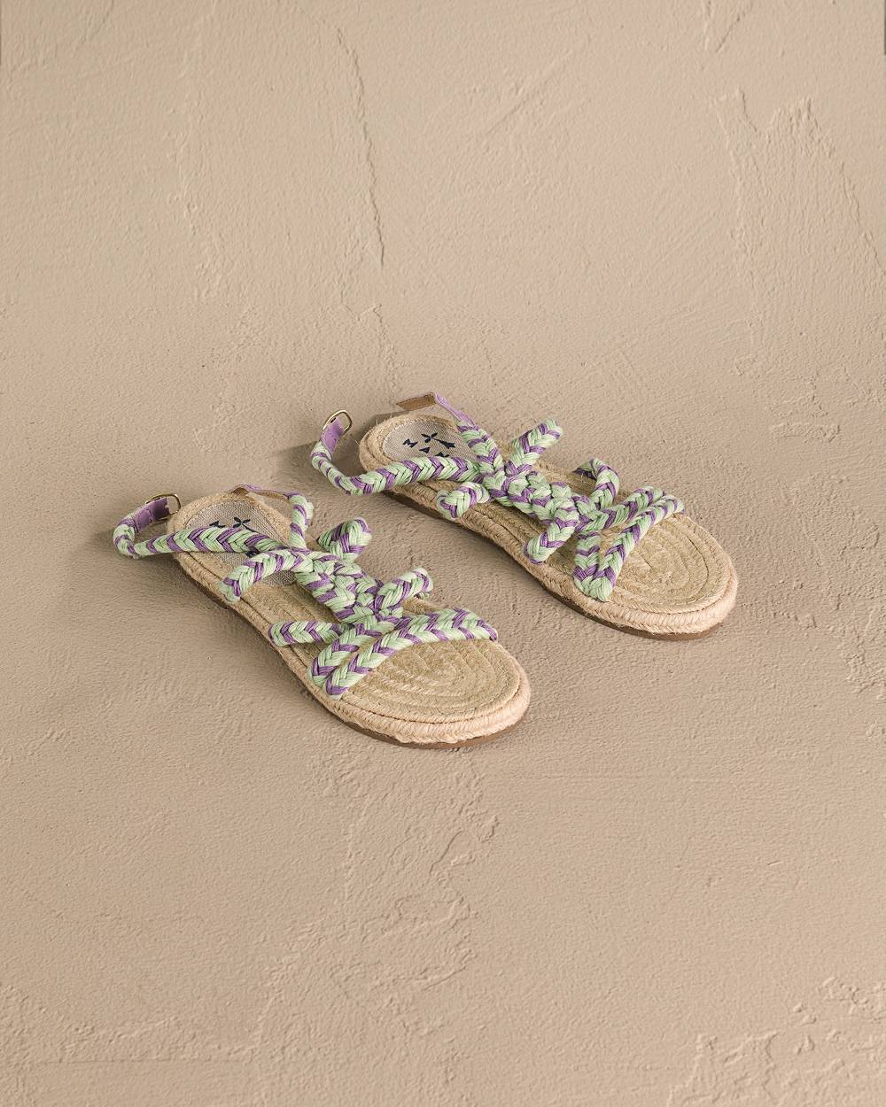 Manebí Jute Tie-Up Rope Sandals - Sage And Wisteria Lilac Outlet