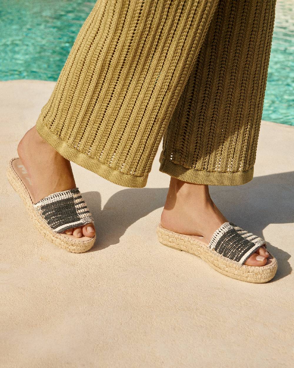 Manebí Silk And Cotton Patchwork|Double Sole Slides - Yucatán White Natural And Black I Più Venduti