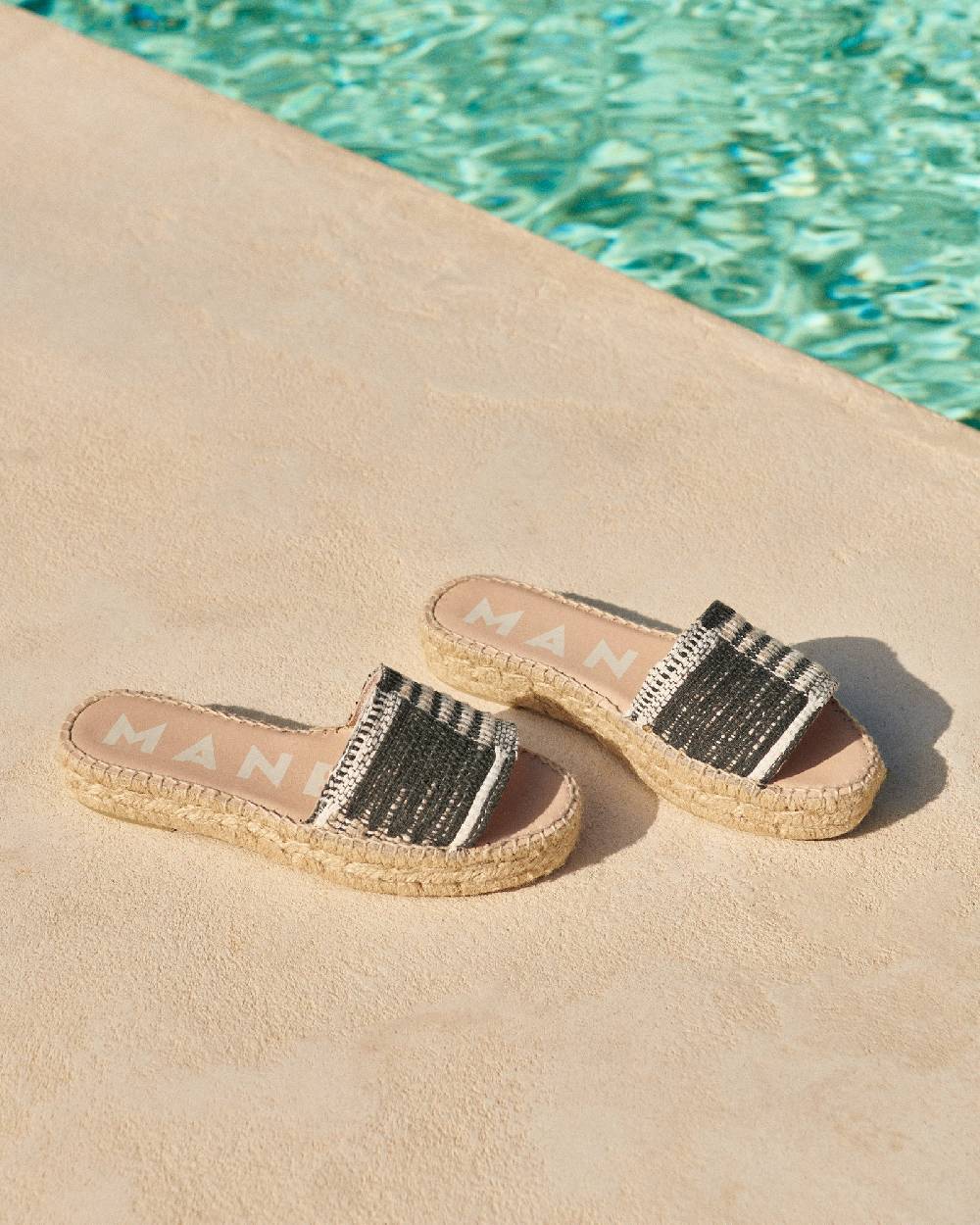 Manebí Silk And Cotton Patchwork|Double Sole Slides - Yucatán White Natural And Black I Più Venduti