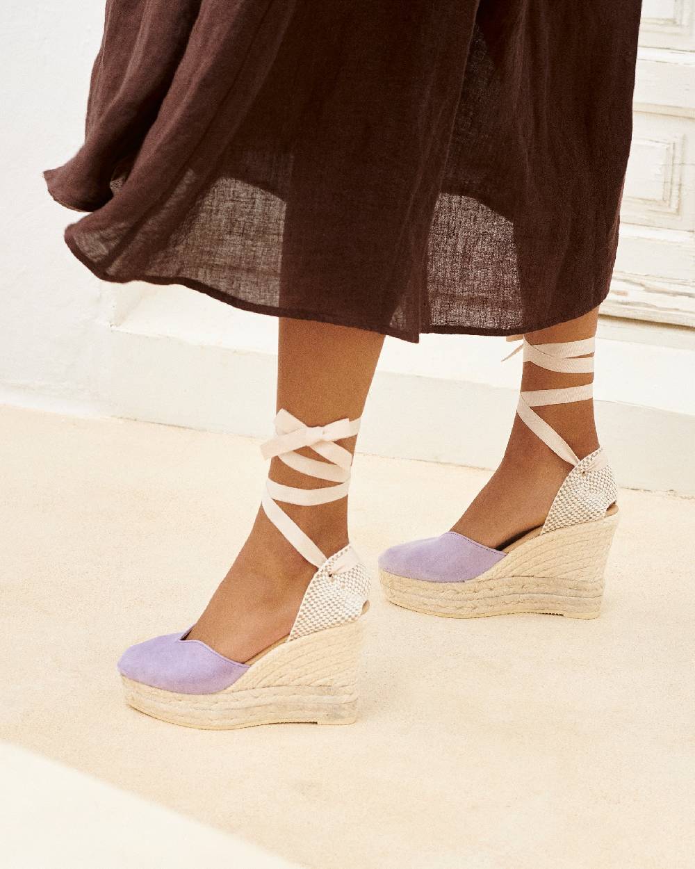 Manebí Soft Suede Heart-Shape|Wedge Espadrilles - Wisteria Lilac In Saldo