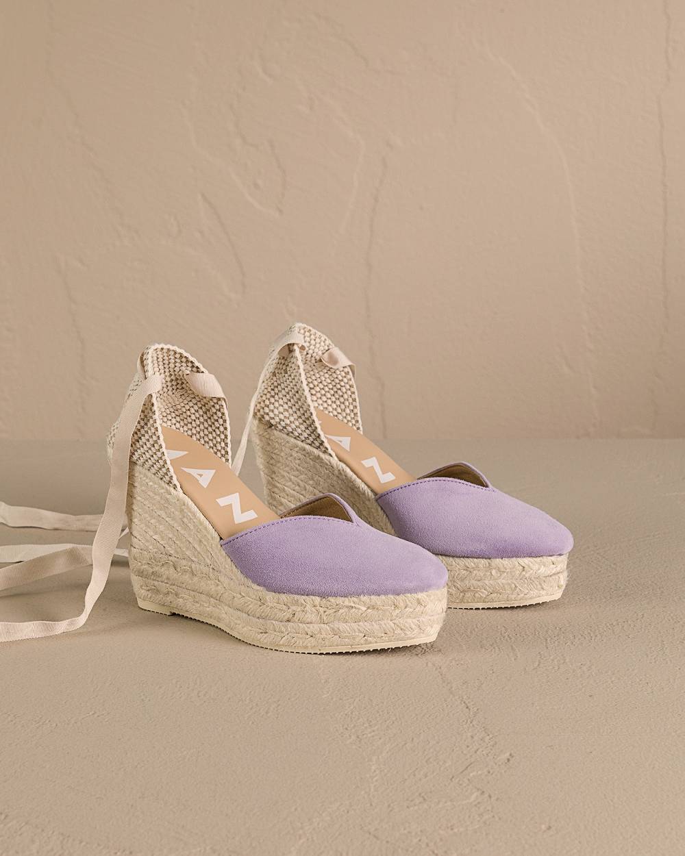 Manebí Soft Suede Heart-Shape|Wedge Espadrilles - Wisteria Lilac In Saldo
