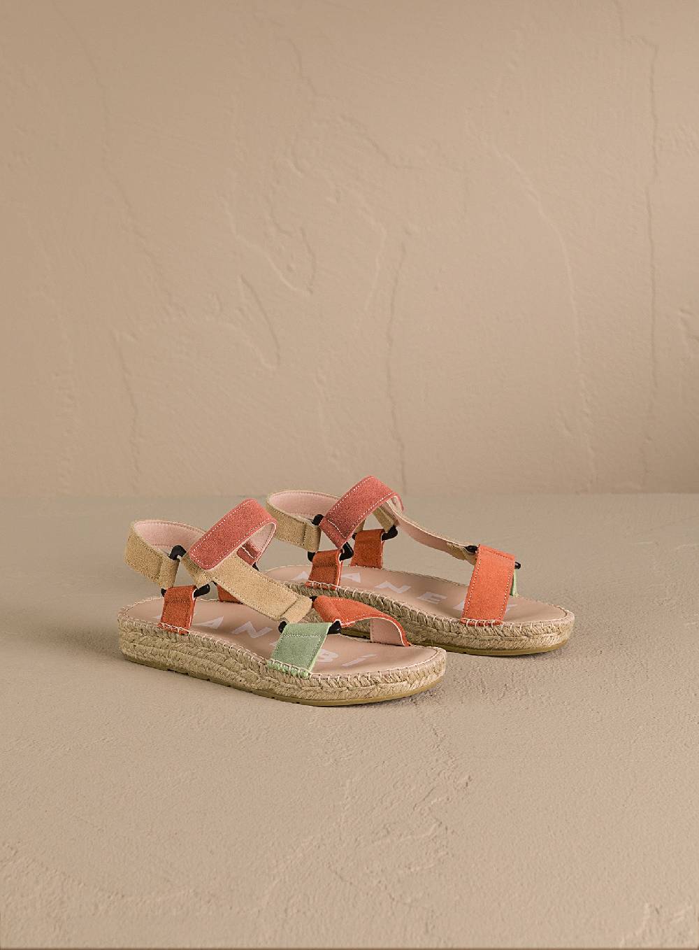 Manebí Suede Hiking Sandals - Orange Rust Champagne Beige And Terracotta Nuova