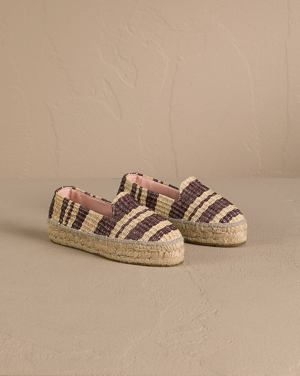 Manebí Raffia Stripes Double Sole Espadrilles - Cocoa \u0026 Natural Acquista Ora