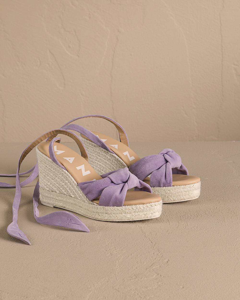 Manebí Soft Suede Wedge Espadrilles|With Knot - Wisteria Lilac Prezzo Ridotto