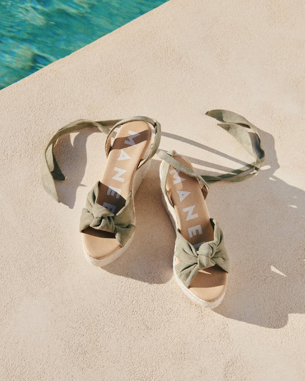 Manebí Soft Suede Wedge Espadrilles|With Knot - Sage Sottocosto