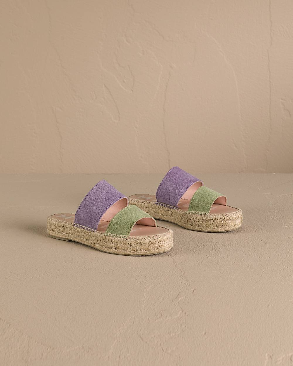 Manebí Suede Two Bands|Double Sole Sandals - Wisteria Lilac And Sage Sconto