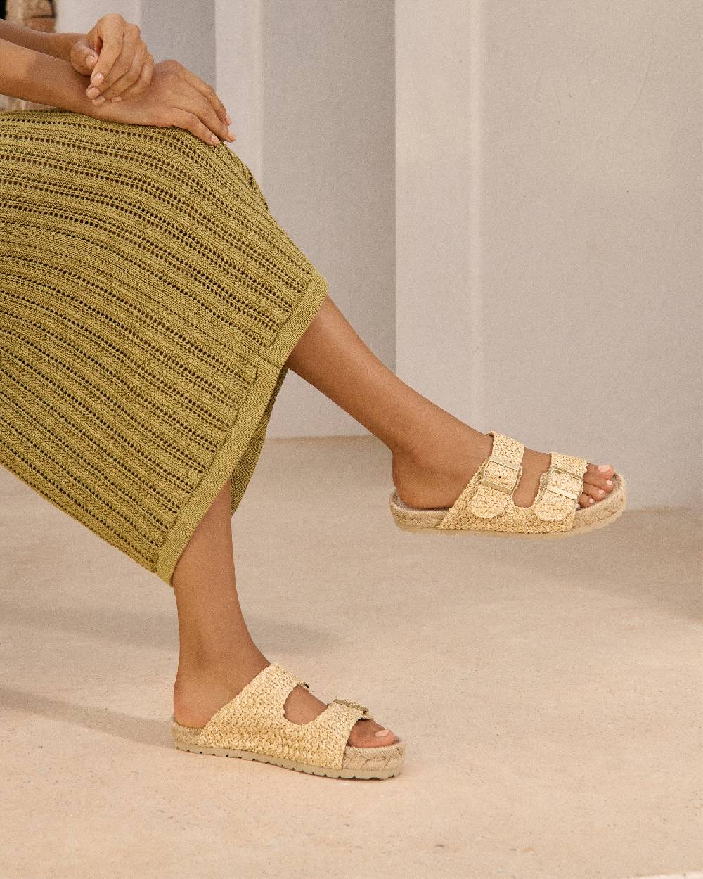 Manebí Raffia Nordic Sandals - Raffia Net Economico