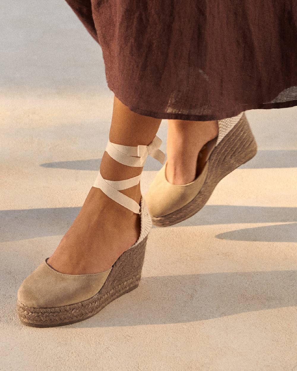 Manebí Soft Suede Wedge Espadrilles - Hamptons Vintage Taupe On Tone Outlet