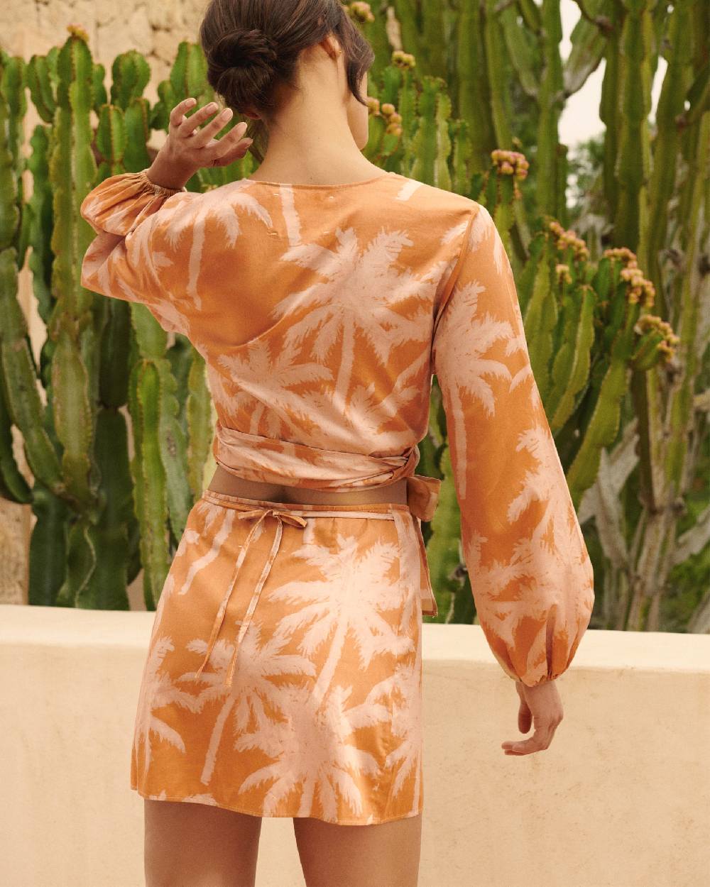 Manebí Printed Cotton Icara Top - Sunbaked \u0026 Cream Pink Maxi Palm Hotsell