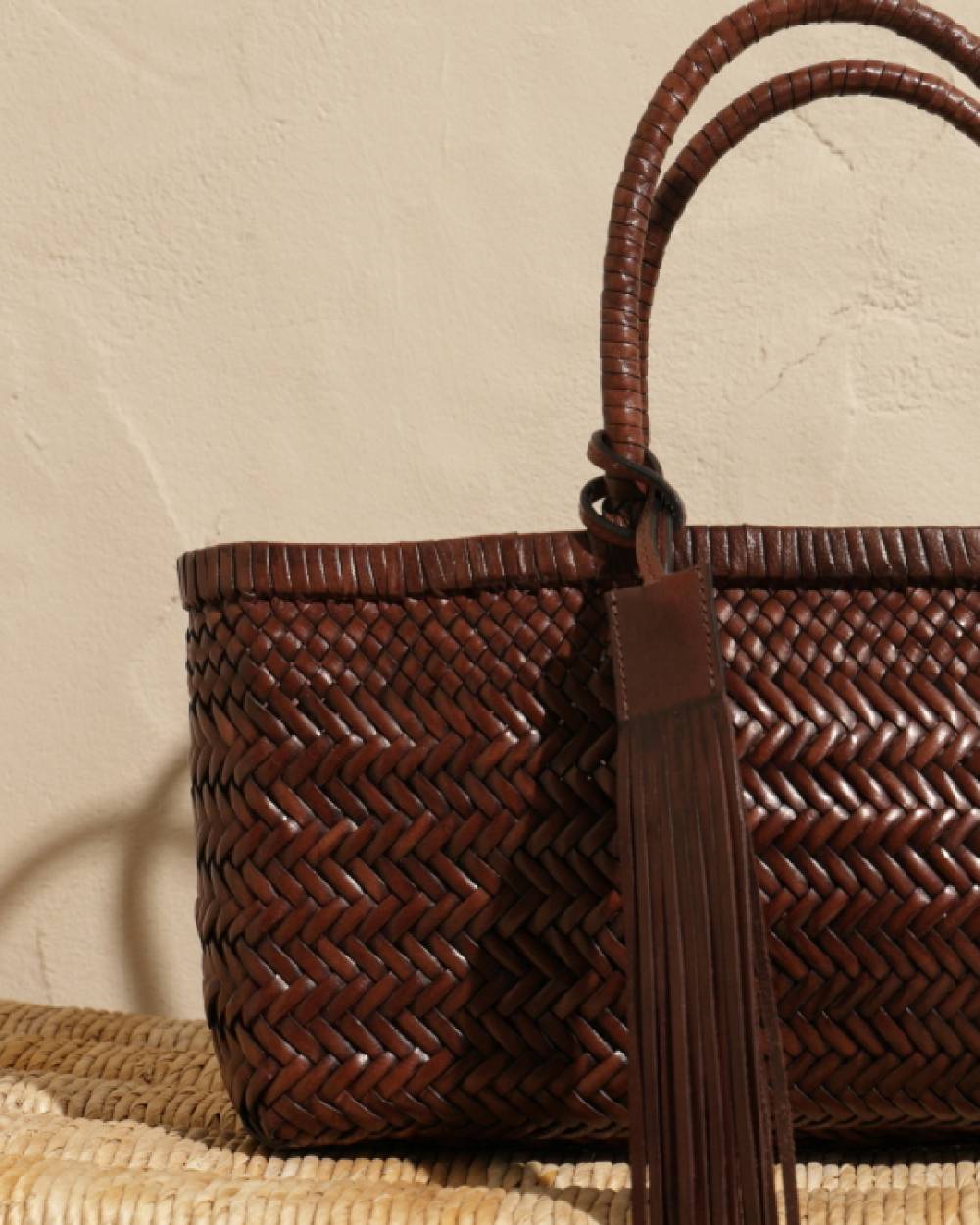 Manebí Borsa Tote Intrecciata in Pelle - Dark Brown Promozione Limitata