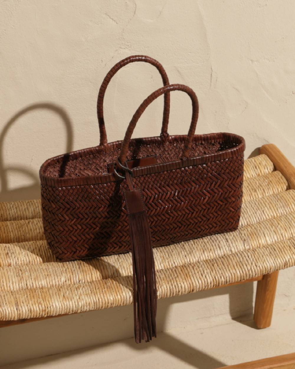 Manebí Borsa Tote Intrecciata in Pelle - Dark Brown Promozione Limitata