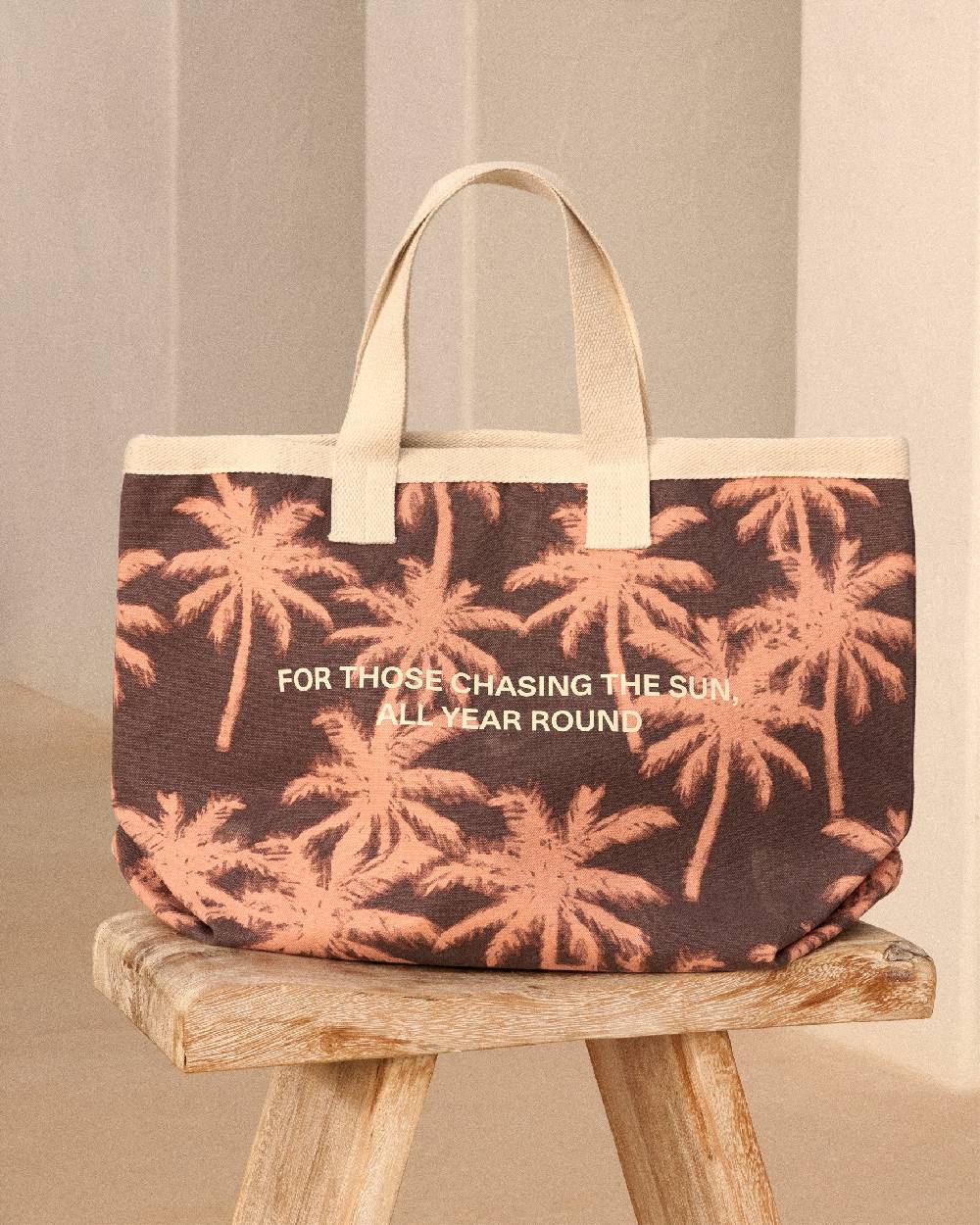 Manebí Canvas California Tote Bag - Cocoa \u0026 Orange Rust Maxi Palm Affare Del Giorno