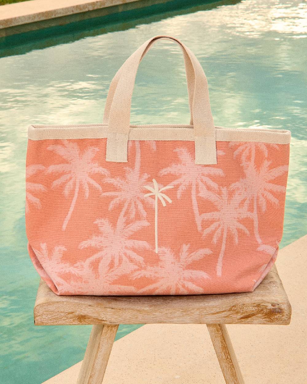 Manebí Canvas California Tote Bag - Sunbaked \u0026 Cream Pink Maxi Palm Prezzo Ridotto