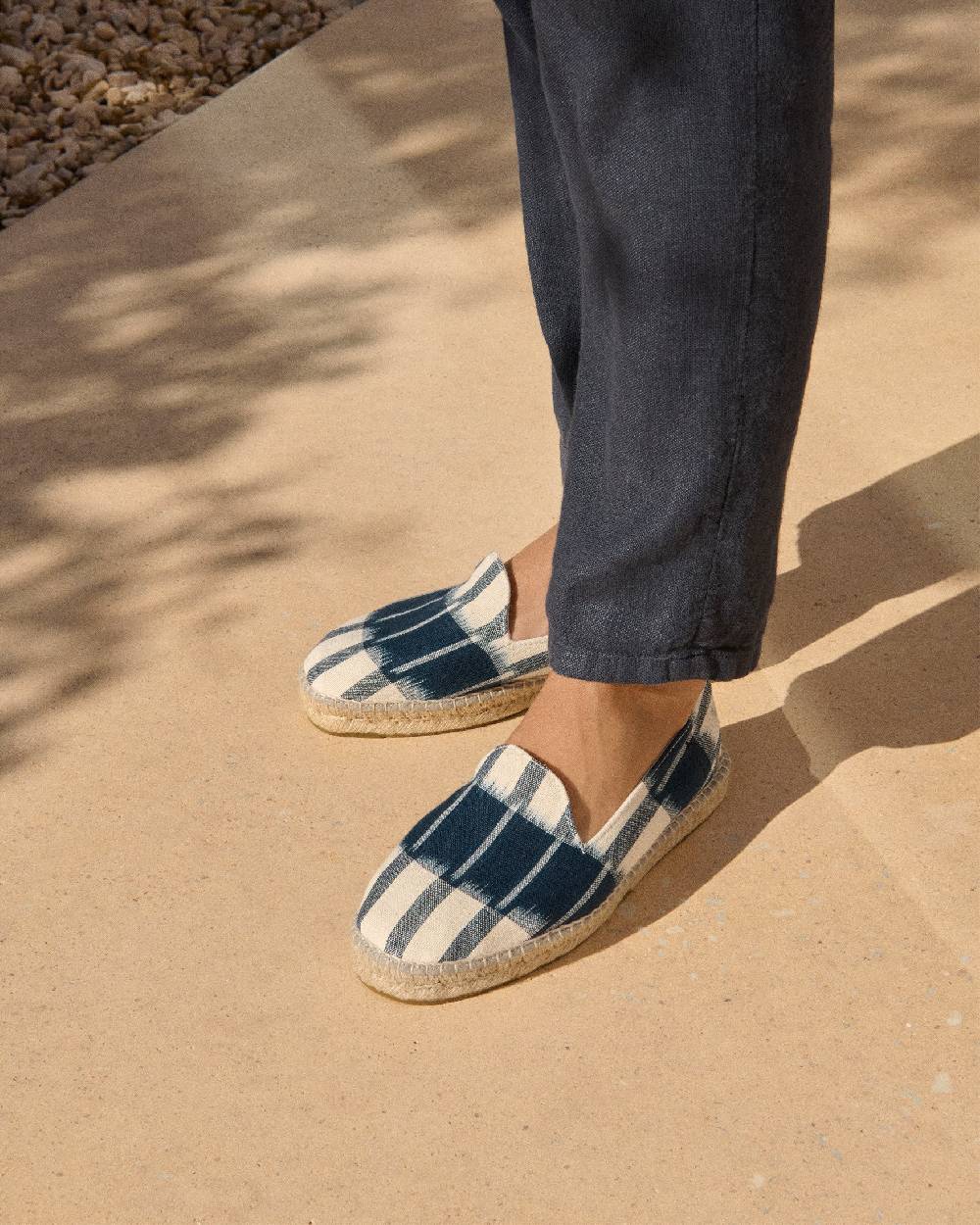 Manebí Dyed Cotton Espadrilles - Navy Blue And Indigo Pattern Vendita Calda