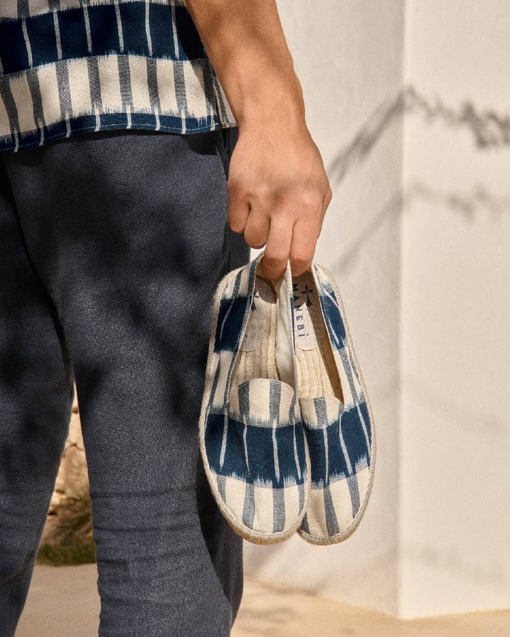 Manebí Dyed Cotton Espadrilles - Navy Blue And Indigo Pattern Vendita Calda
