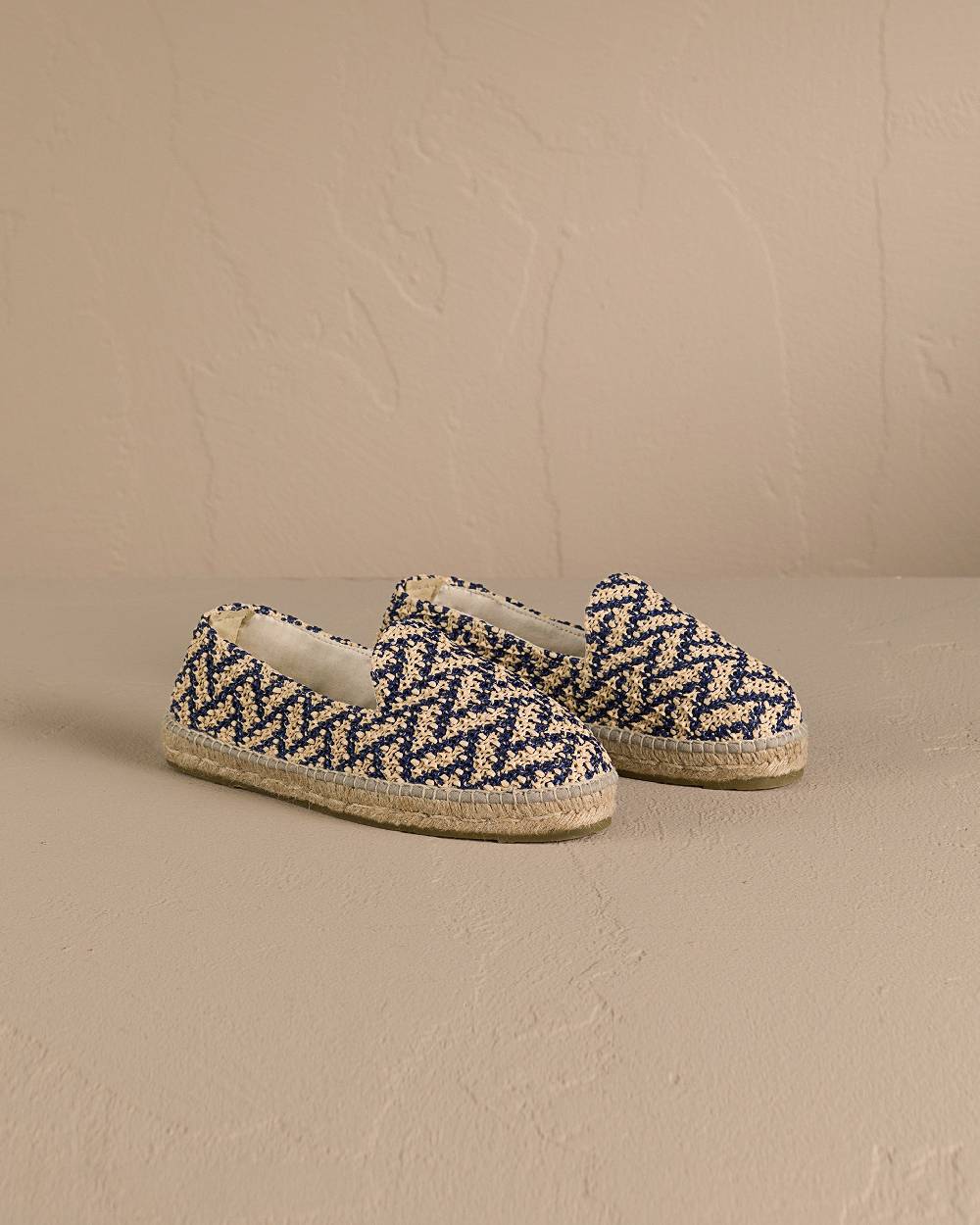Manebí Raffia Zig Zag Espadrilles - Navy Blue And Natural Vendite Flash