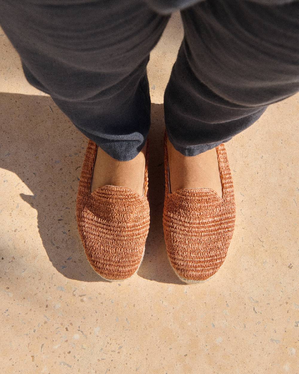 Manebí Raffia Stripes Espadrilles - Yucatán Orange Rust In Saldo