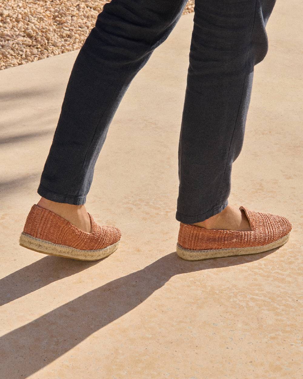 Manebí Raffia Stripes Espadrilles - Yucatán Orange Rust In Saldo