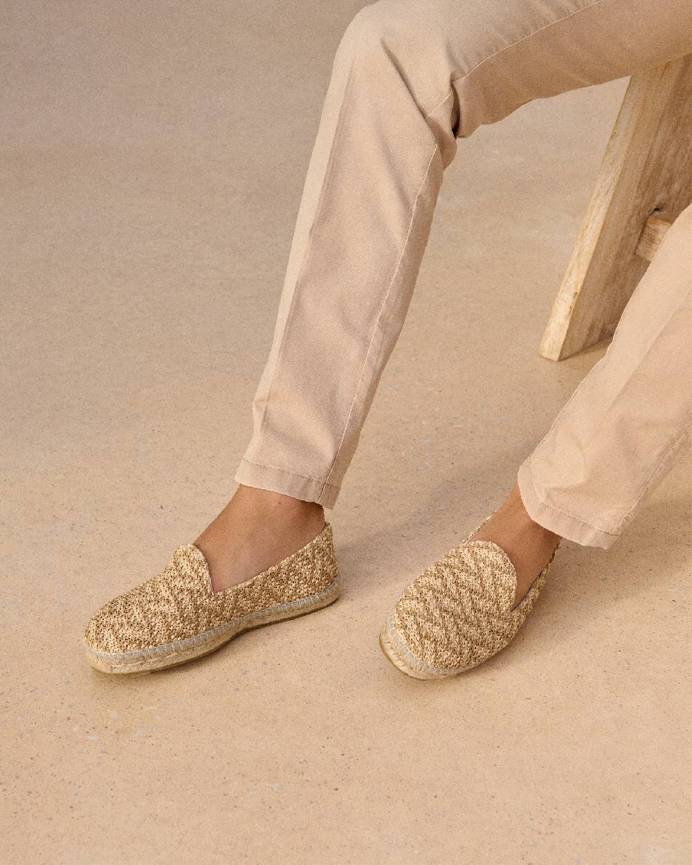Manebí Raffia Zig Zag Espadrilles - Cream \u0026 Natural Nuova
