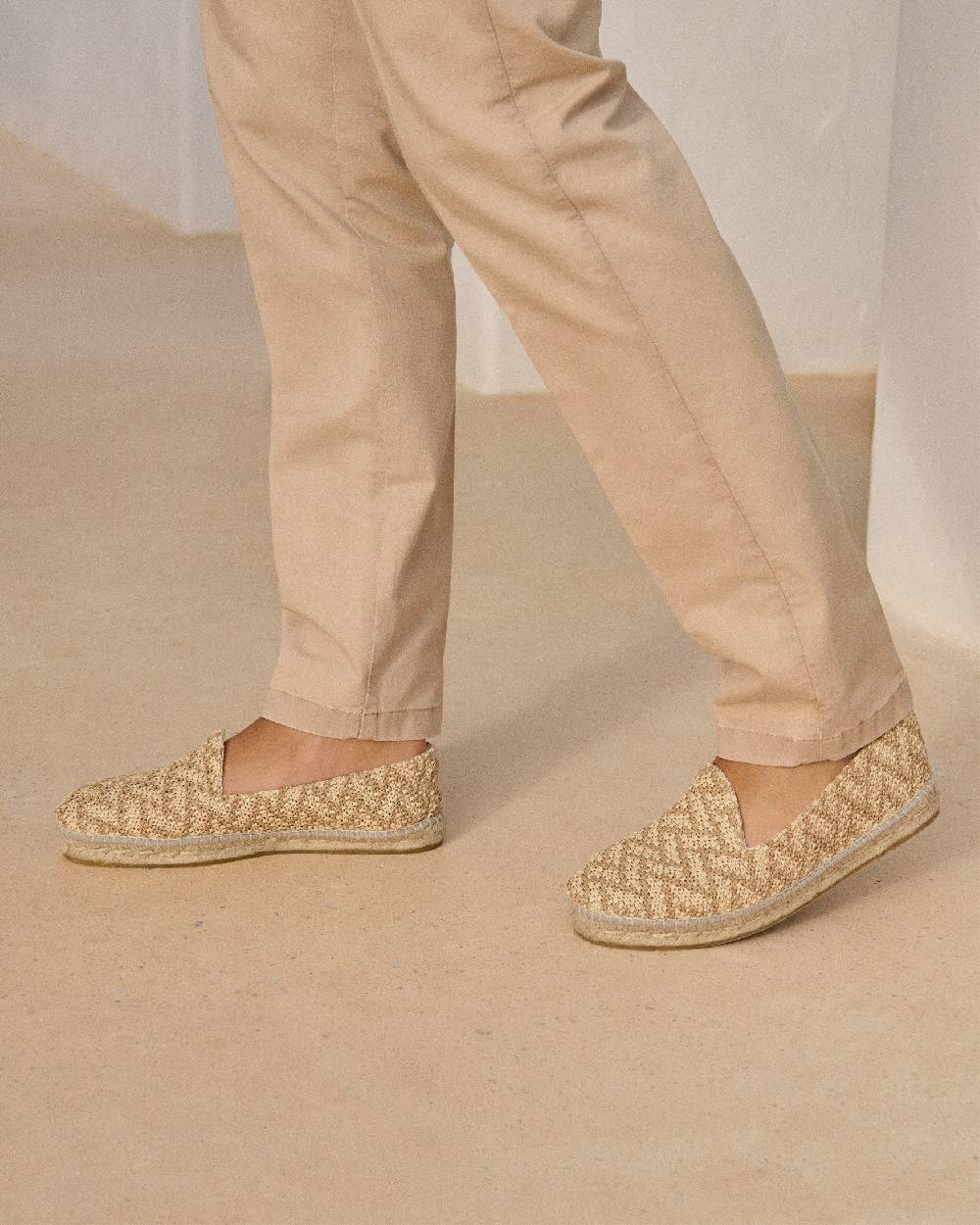 Manebí Raffia Zig Zag Espadrilles - Cream \u0026 Natural Nuova