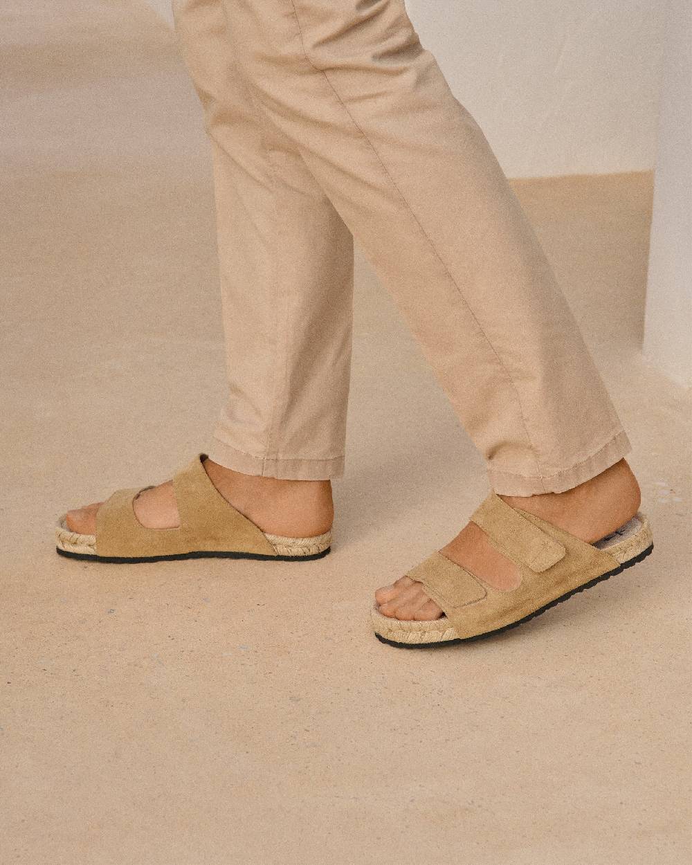 Manebí Suede Strap Nordic Sandals - Washed Beige Italia