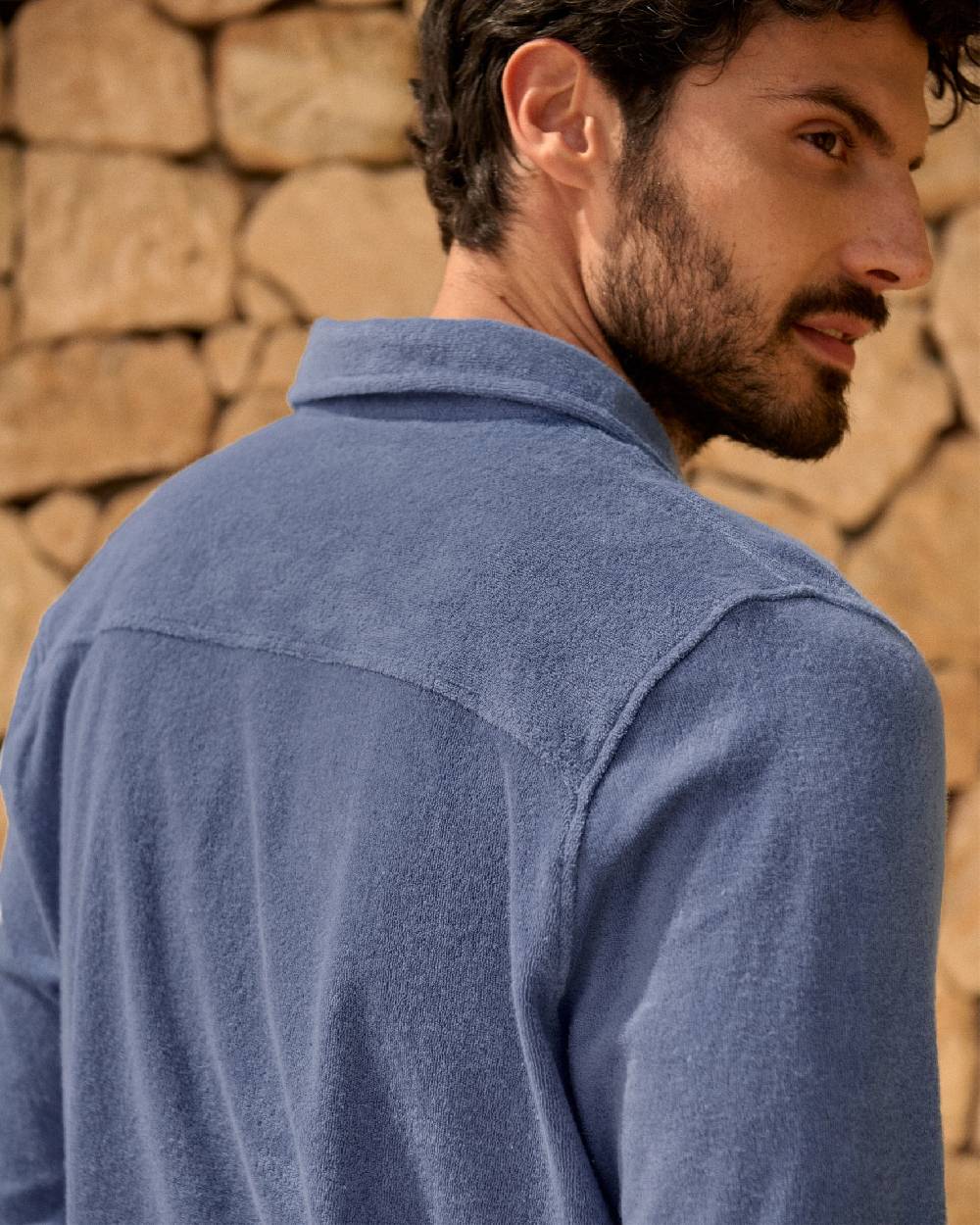Manebí Organic Terry Cotton|Antonello Polo Shirt - Long Sleeve Petrole In Linea