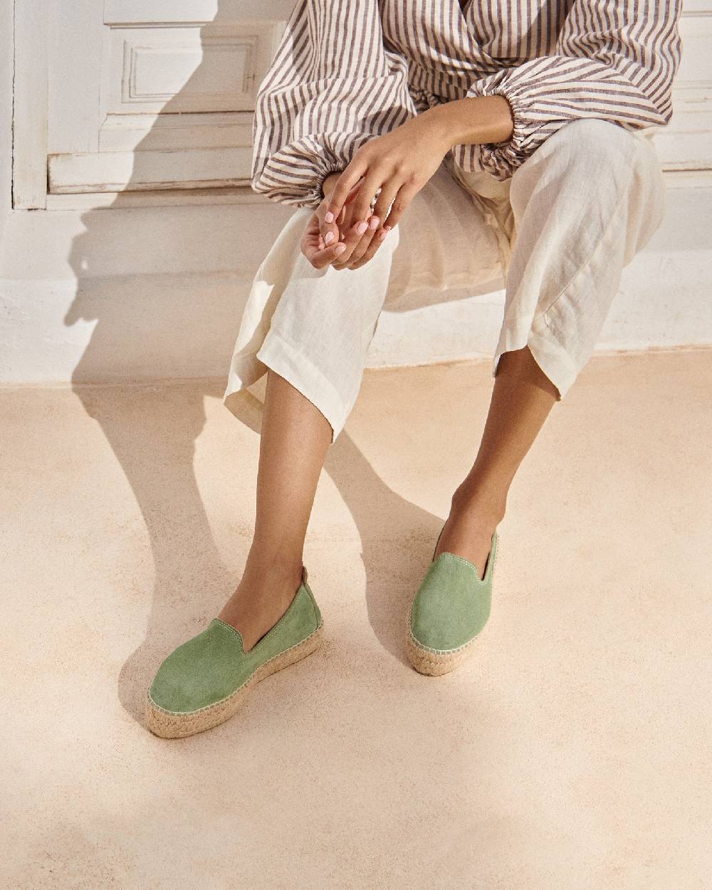Manebí Suede Double Sole Espadrilles - Hamptons Sage Spedizione Gratuita