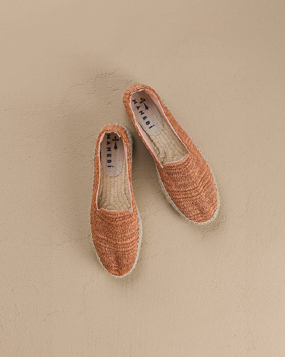 Manebí Raffia Stripes Double Sole Espadrilles - Yucatán Orange Rust Pezzi Unici