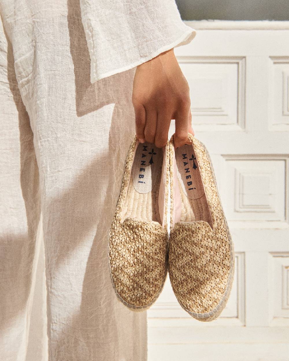 Manebí Raffia Zig-Zag Double Sole|Espadrilles - Cream \u0026 Natural Soddisfazione Garantita