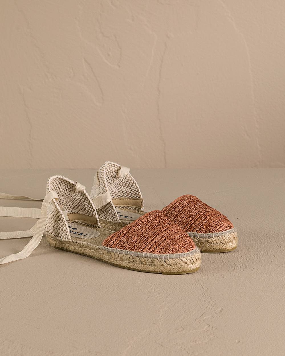 Manebí Raffia Stripes Flat Valenciana Espadrilles - Yucatán Orange Rust Qualità Garantita