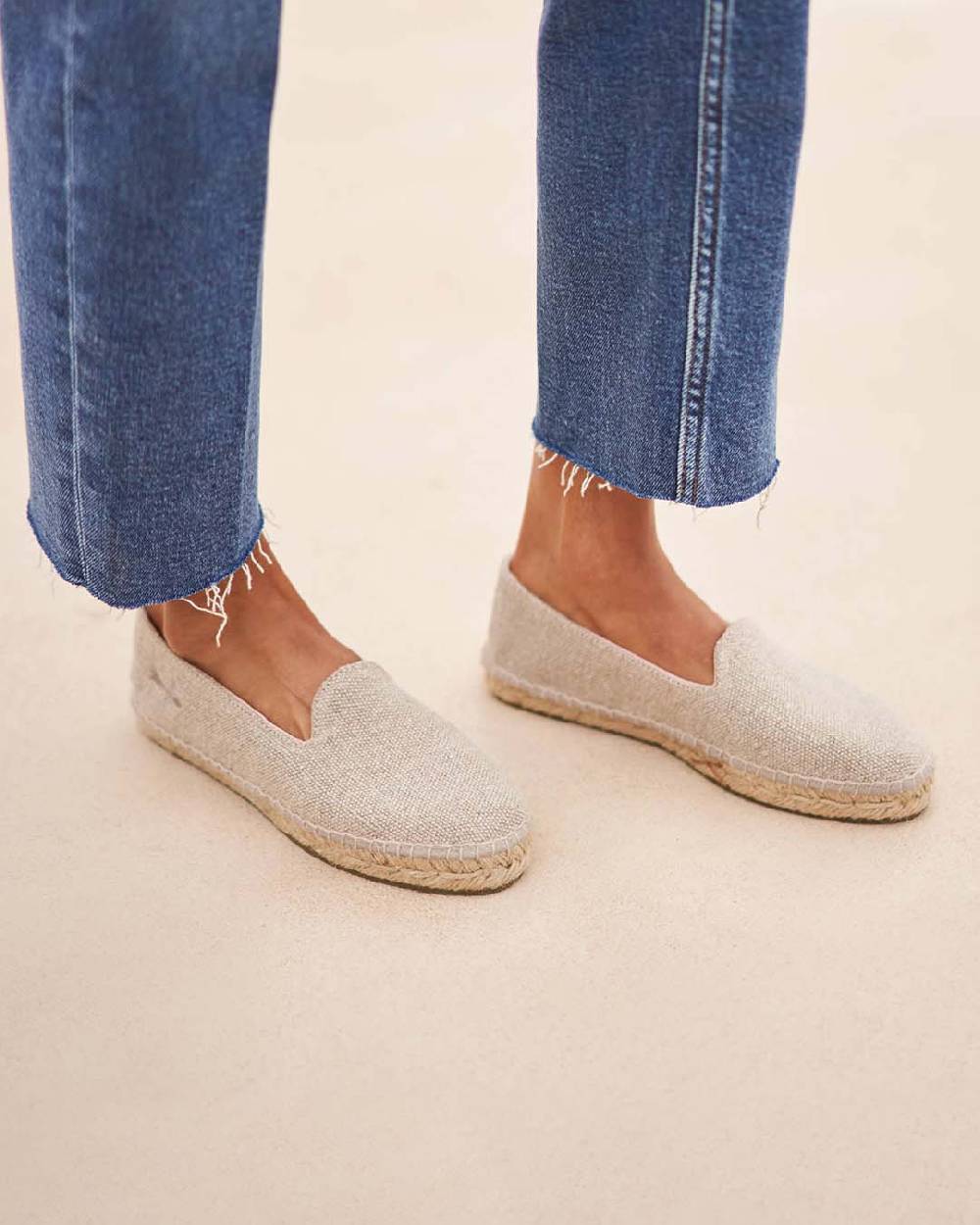 Manebí Organic Linen Flat Espadrilles - La Havana Natural Consegna Veloce