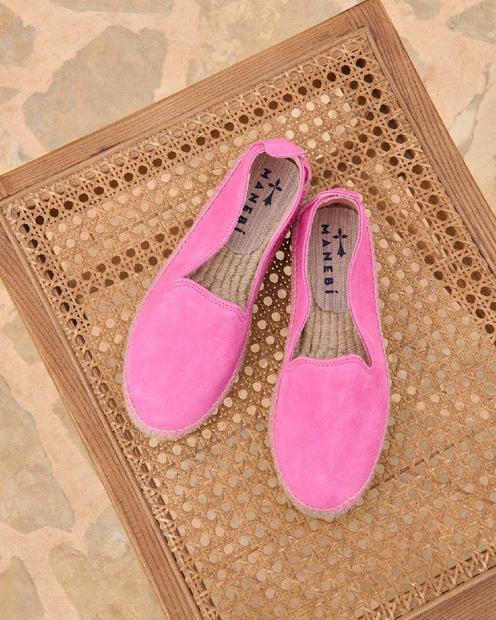 Manebí Espadrillas con doppia suola in pelle scamosciata - Hamptons - Bold Pink Prezzo Ridotto