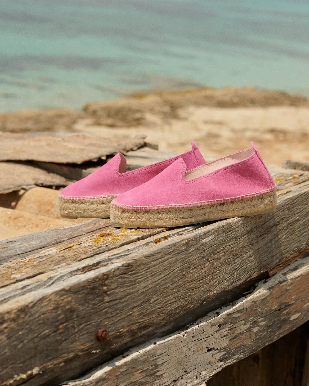 Manebí Espadrillas con doppia suola in pelle scamosciata - Hamptons - Bold Pink Prezzo Ridotto