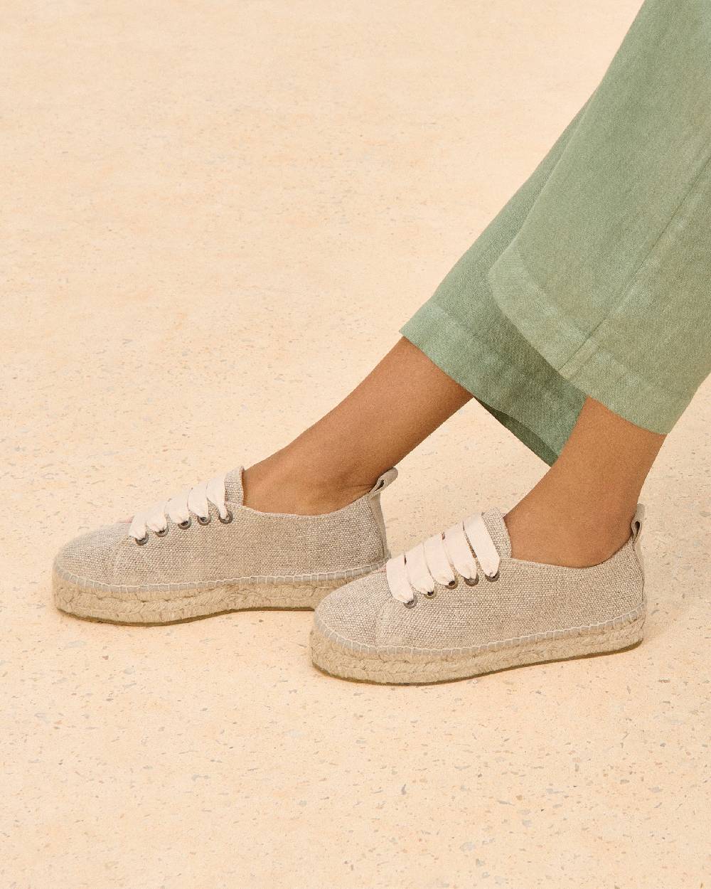 Manebí Organic Hemp Lace-Up Espadrilles - La Havana Natural Online