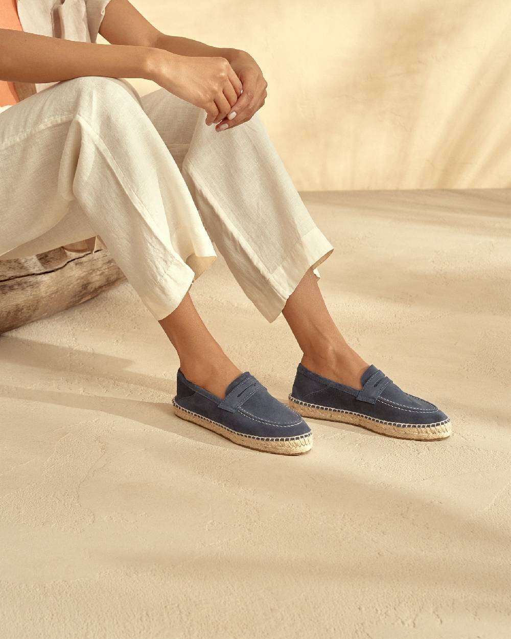 Manebí Mocassini Espadrillas in pelle scamosciata - Hamptons - Patriot Blu In Linea