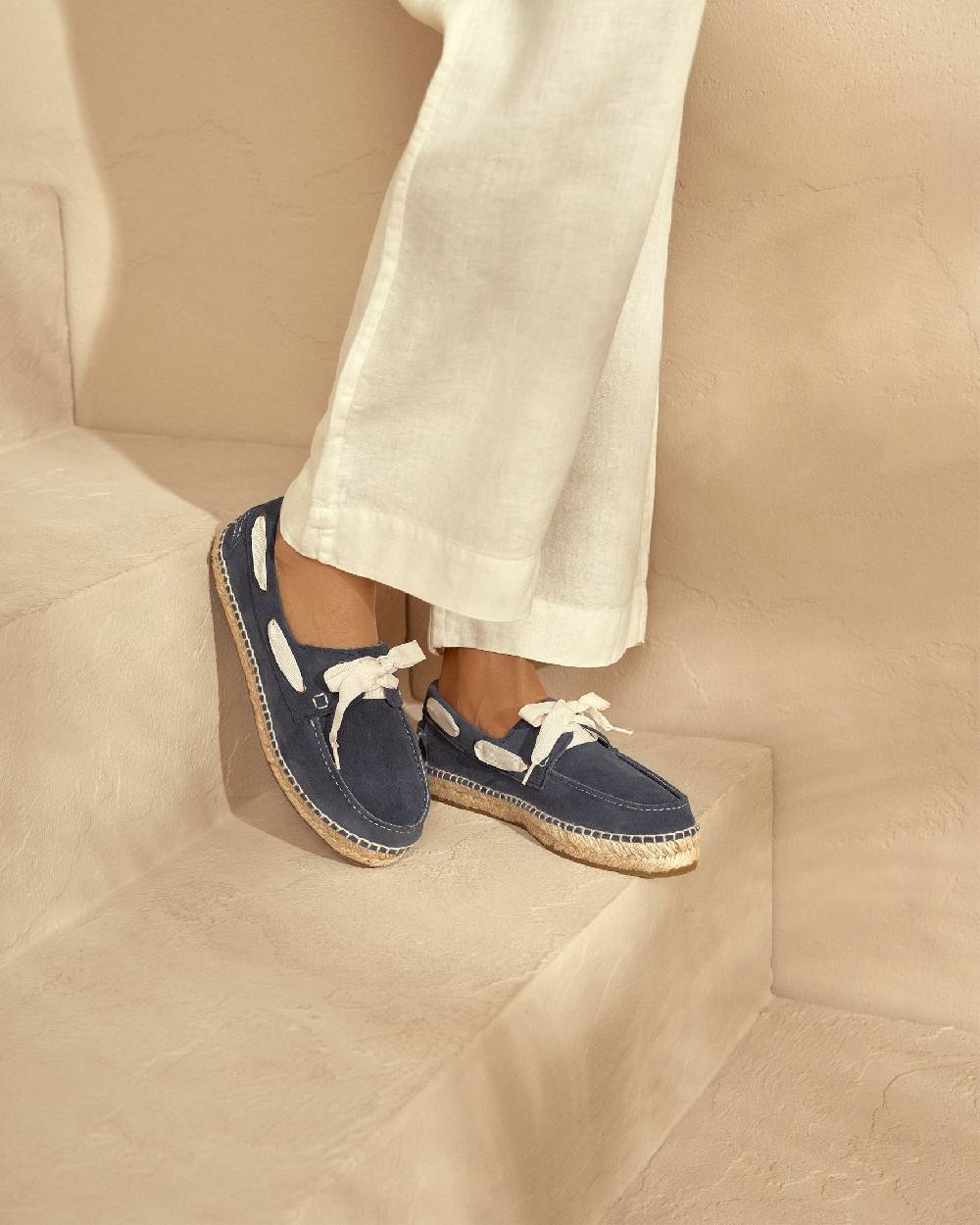Manebí Suede Boat-Shoes Espadrilles - Hamptons Patriot Blue Nuovo