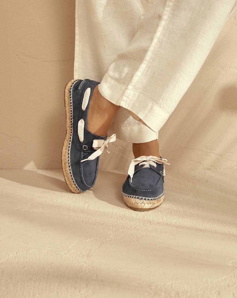 Manebí Suede Boat-Shoes Espadrilles - Hamptons Patriot Blue Nuovo